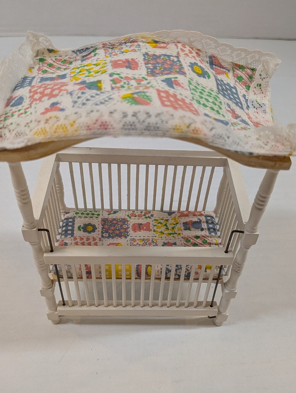 Vintage 1970s dollhouse Canopy Crib